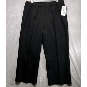 Bend Over Black Polyester Pants Size 22W Wide Leg Cropped Elastic Waist Womens